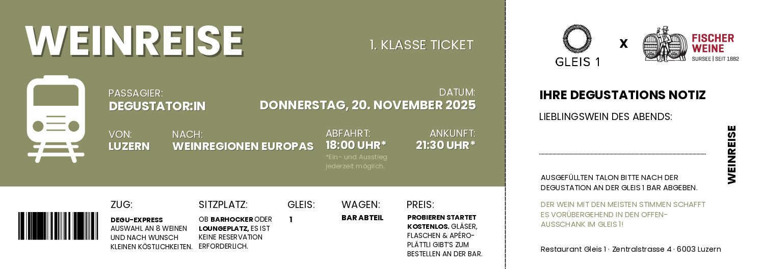 Degustation im Gleis 1 Fischer Weine - Degustation im Gleis 1