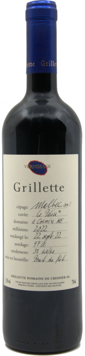 Le Palin Vernissage Malbec Grillette Domaine de Cressier, Cressier Le Palin Vernissage Malbec 2022 Grillette Domaine de Cressier, Cressier